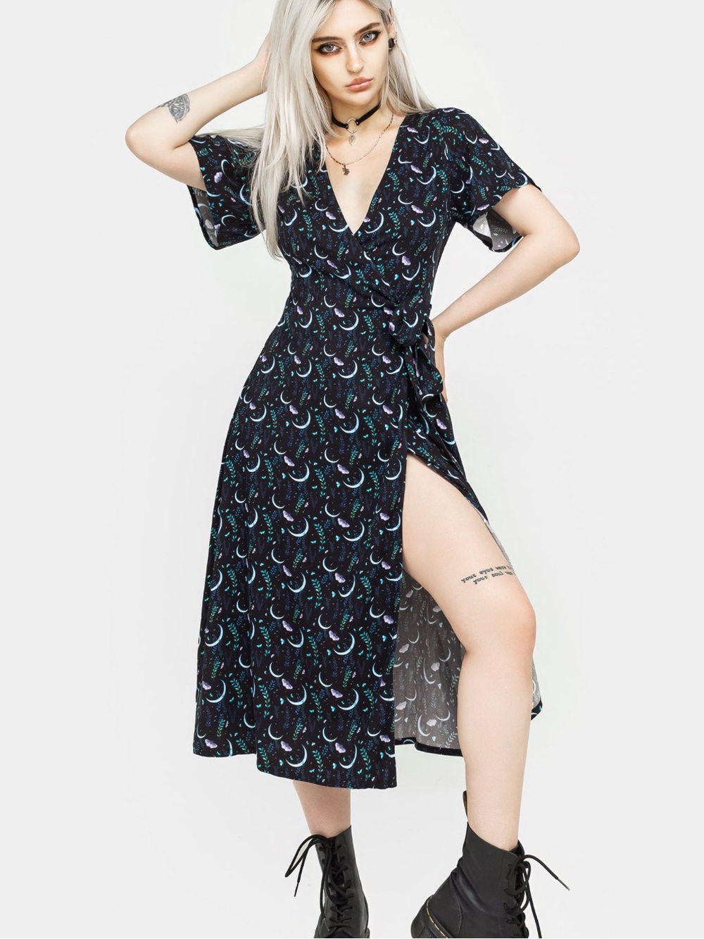 Disturbia | Diana Moon Moth Midi Wrap Dress